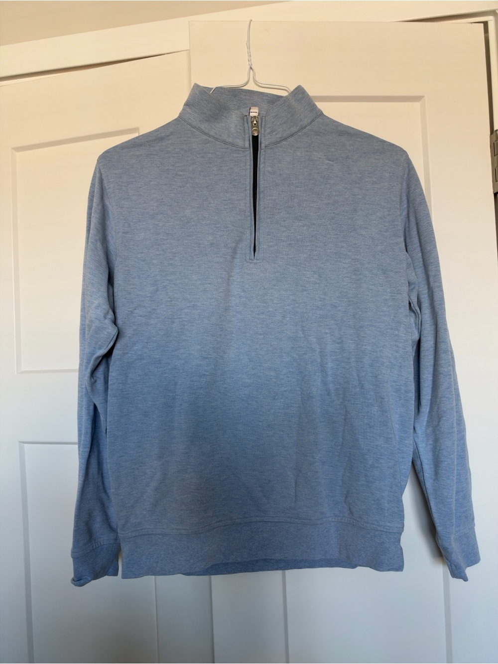 Peter Millar Pale Blue Quarter-Zip Mock Neck Pullover